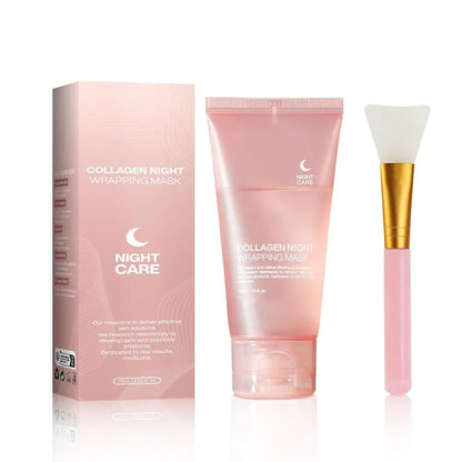 Hydrolyzed Collagen Overnight Facial Mask Wrapping Peel-Off Mask Hydrating Firming Mask for Elasticity Reduces Sagging Dullness