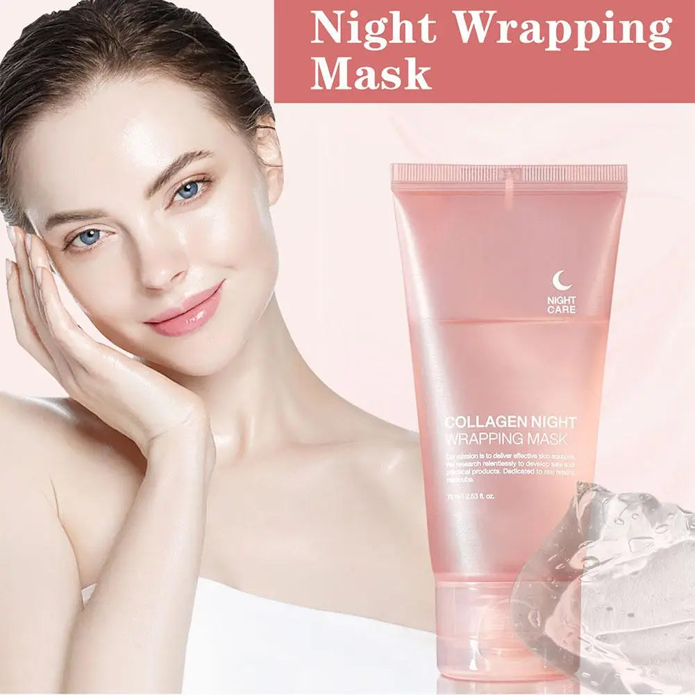 Hydrolyzed Collagen Overnight Facial Mask Wrapping Peel-Off Mask Hydrating Firming Mask for Elasticity Reduces Sagging Dullness