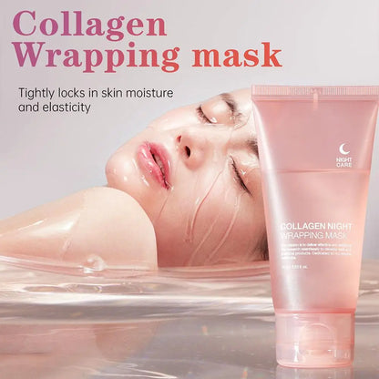 Hydrolyzed Collagen Overnight Facial Mask Wrapping Peel-Off Mask Hydrating Firming Mask for Elasticity Reduces Sagging Dullness